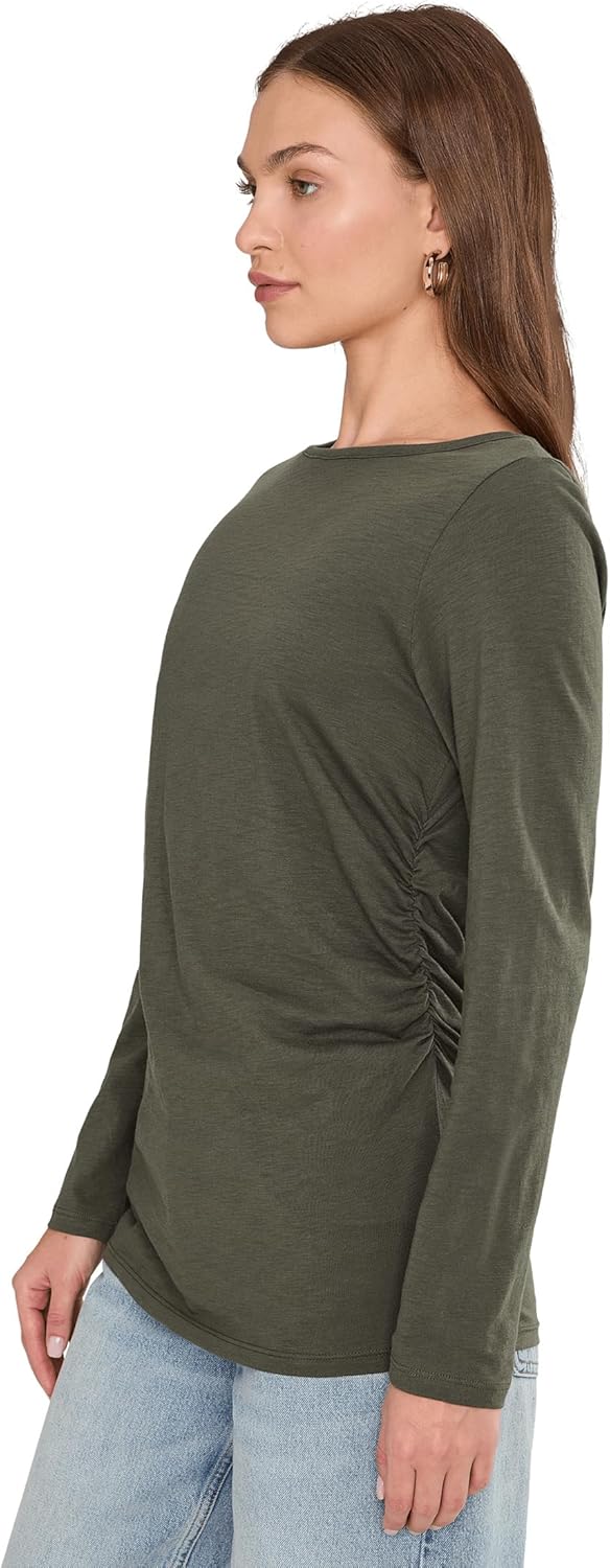 Madewell Womens Side Ruched Slub Long Sleeve - Image 3