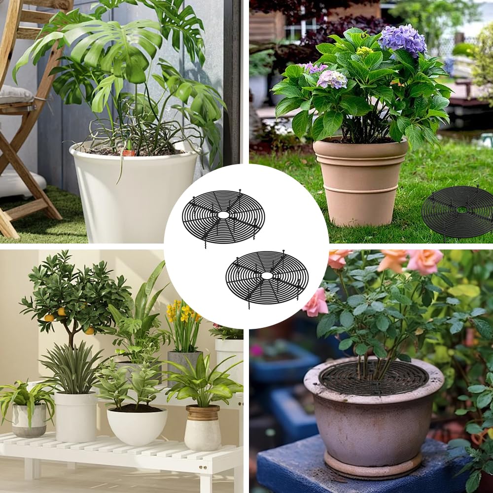 2 Pièces Grille Protection Plante 30 cm,Protege Pot de Fleur Chat,Protege Plante Bebe Ronde,Cache pour Pot Plantes Chat,Cache Plantes Découpable,Protection Pots Animaux pour Compagnie-Noir