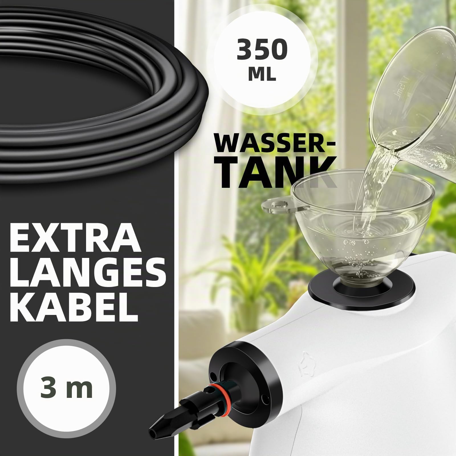 Dampfreiniger Handgerät, Handdampfreiniger 350ML 1300W Reinigungsdampfer, Tragbarer Mehrzweck-Dampfreiniger mit Sicherheitsschloss und 12-teiligem Zubehör-Set zum Entfernen von Schmutz, Fett
