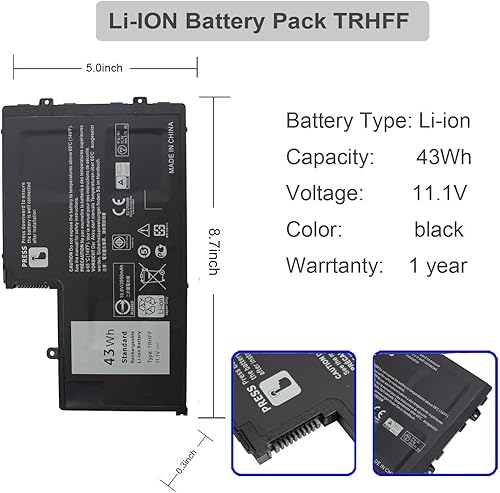 TRHFF 01V2F 1V2F6 - Batería para Dell Inspiron 15 5000 Series 15-5547 5547 N5547 5548 5545 5542 5447 N5447 5445 5448 i5547-3750sLV Latitude 3450