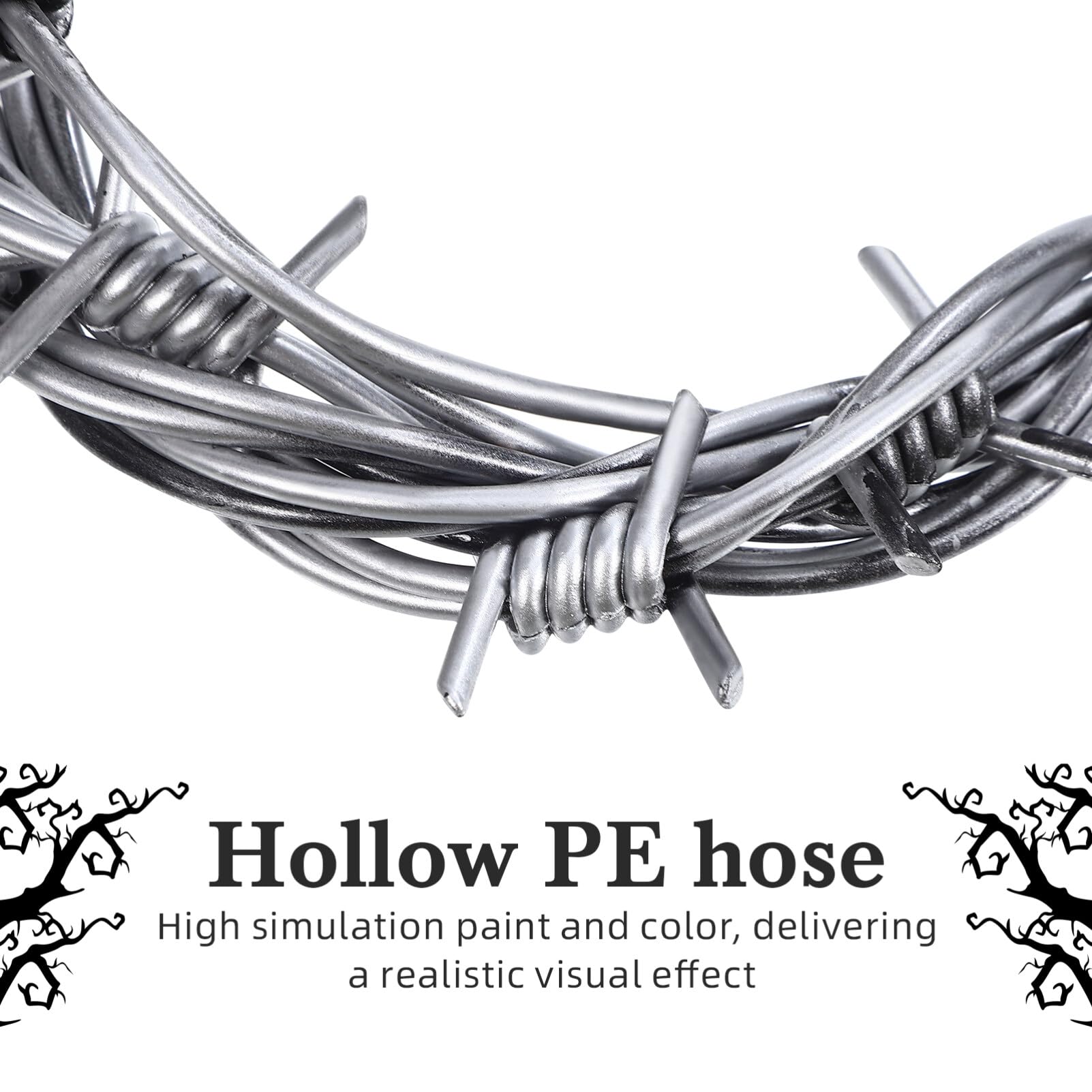 SHERCHPRY 2pcs Silver PVC Barbed Wire Props, Realistic Design, 2.4m Each, Chrome Finish, 1 - Image 3