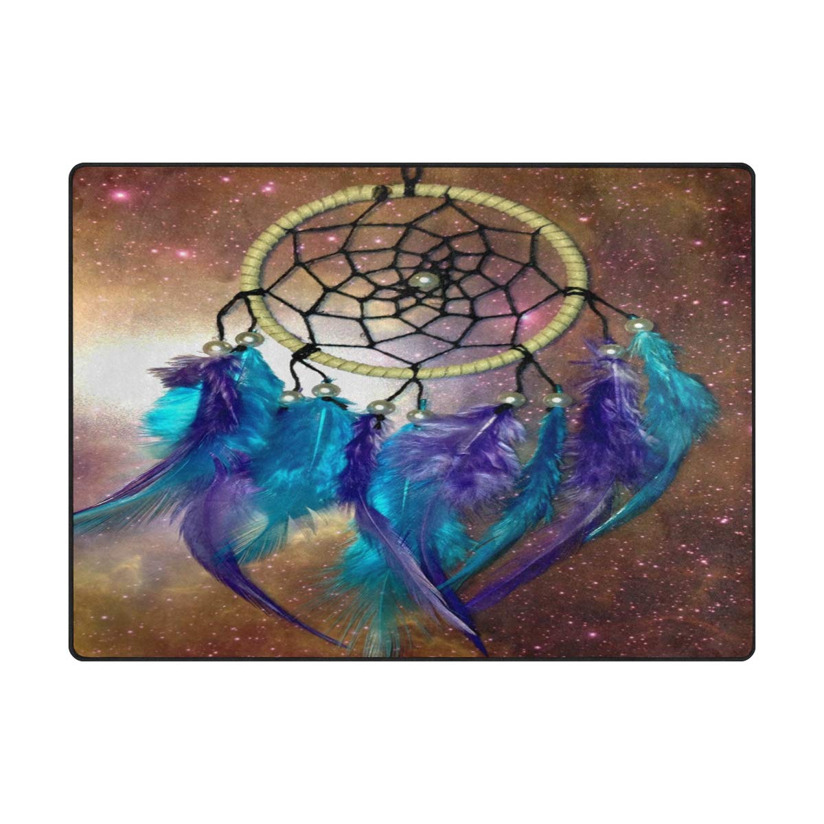 Mnsruu Dreamcatcher Galaxy Nebula Aztèque Tribal Ethnique Tapis pour Salon Chambre, Tissu, Multicolore, 203cm x 147.3cm(7 x 5 Feet)