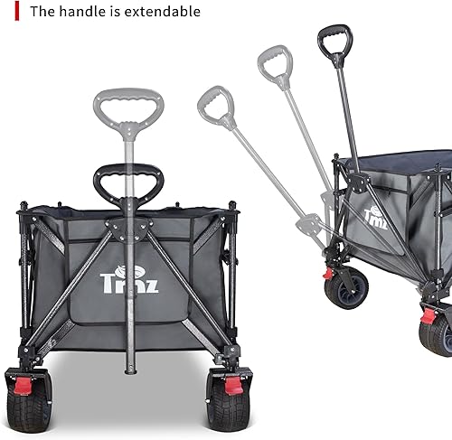 Miniatura 5 de TMZ Carro plegable de 445L extra grande para exteriores, carritos de servicio pesado plegables con ruedas grandes todo terreno, toldo y frenos,