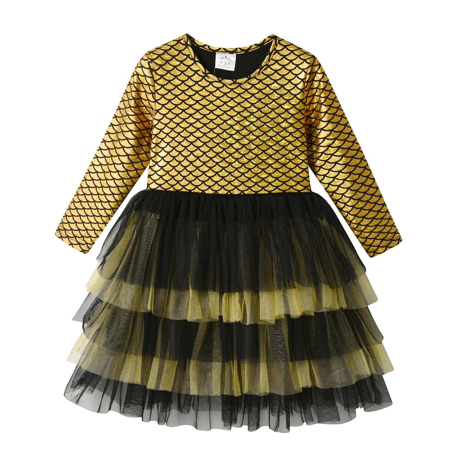 VIKITA Girls Colorful Layered Tutu Dress Sparkling Mermaid Scales Princess Dresses for Toddler Kids 3-10 Years