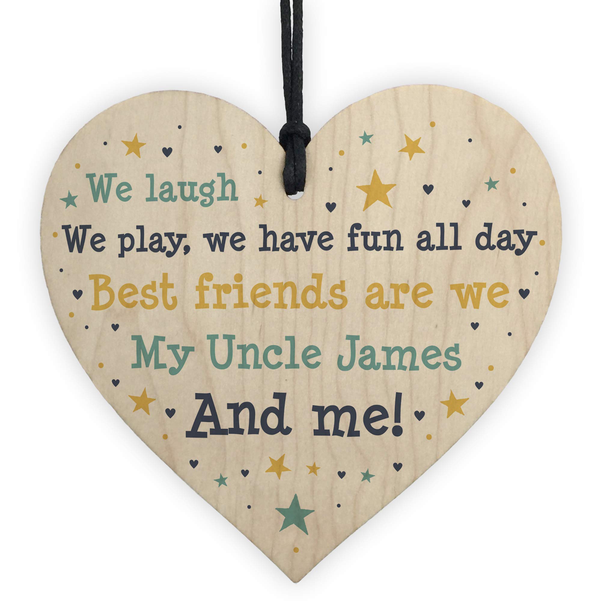 Red Ocean Personalised Uncle Birthday Christmas From Niece Nephew Wooden Heart