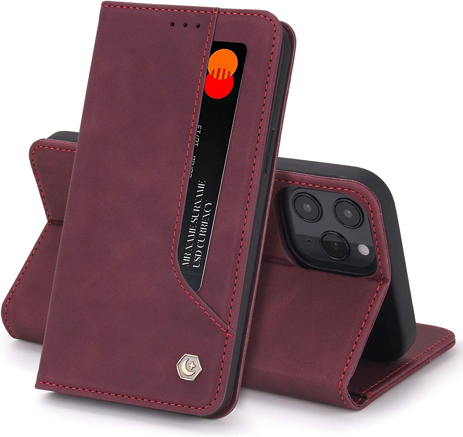 Compatible with iPhone 12 Pro Max Case (6.7"), Shockproof Case PU Leather Flip Wallet Cover with Kickstand and Card Slots Full-Body Protective Case for iPhone 12 Pro Max (Color : Green)