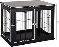 Vista 7 de PawHut Muebles de jaula para perros, mesa auxiliar de jaula para perros pequeños con dos lados de apertura, puerta con cerradura, perrera