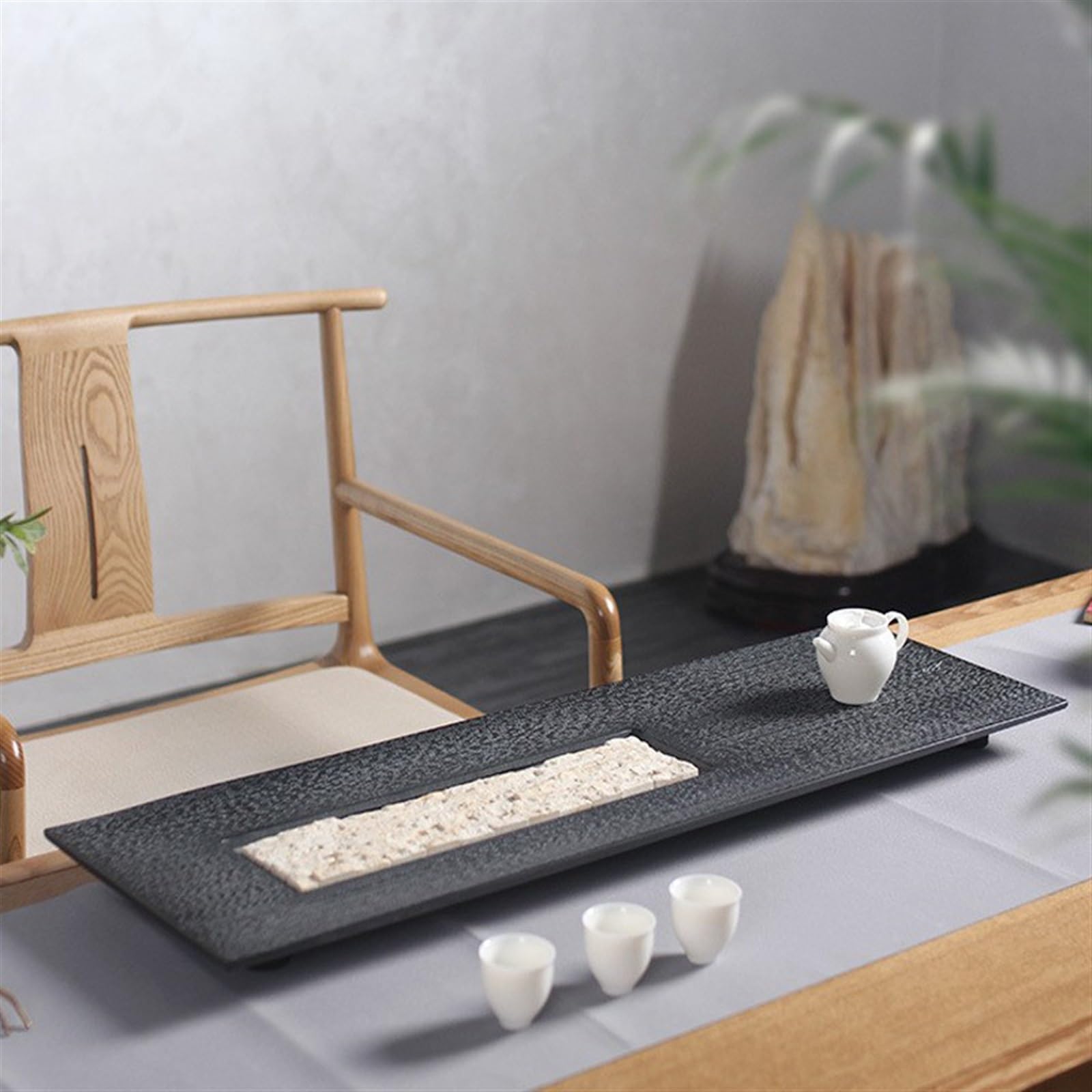Tea Set Stone Tea Tray Home Simple Urumite Kung Fu Tea Table Natural Bay Jade Stone Simple Tea Chinese Tea Set (80 * 25 * 3cm)