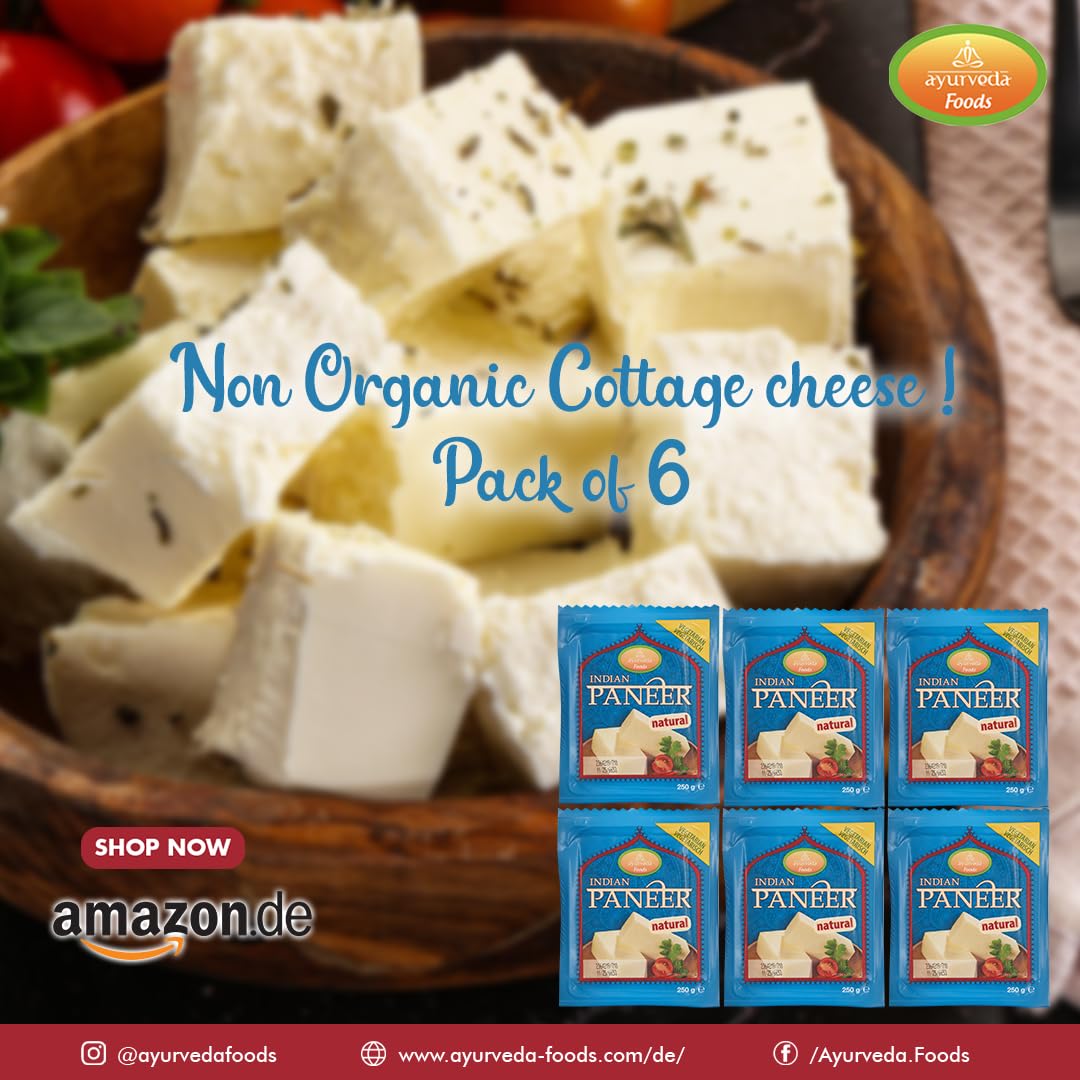 Ayurveda Foods - Paneer (Panir) Käse Natur 6er Set à 250g Vegetarisch, frei von Konservierungsstoffen oder künstlichen Aromen