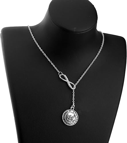 Miniatura 5 de BEKECH Colgante de infinito y azul marino con ancla Lariat Y collar militar para mamá militar, abuela, tía, esposa, novia