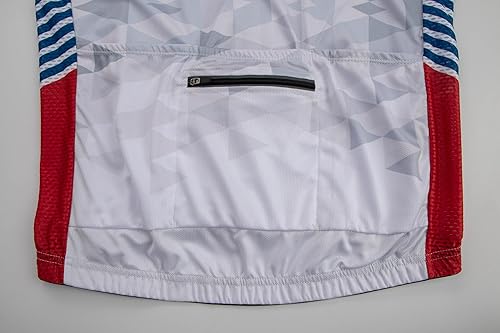 Miniatura 6 de GCRFL Camiseta de ciclismo de manga corta para hombre con 3 bolsillos traseros + bolsillo con cremallera, transpirable, de secado rápido