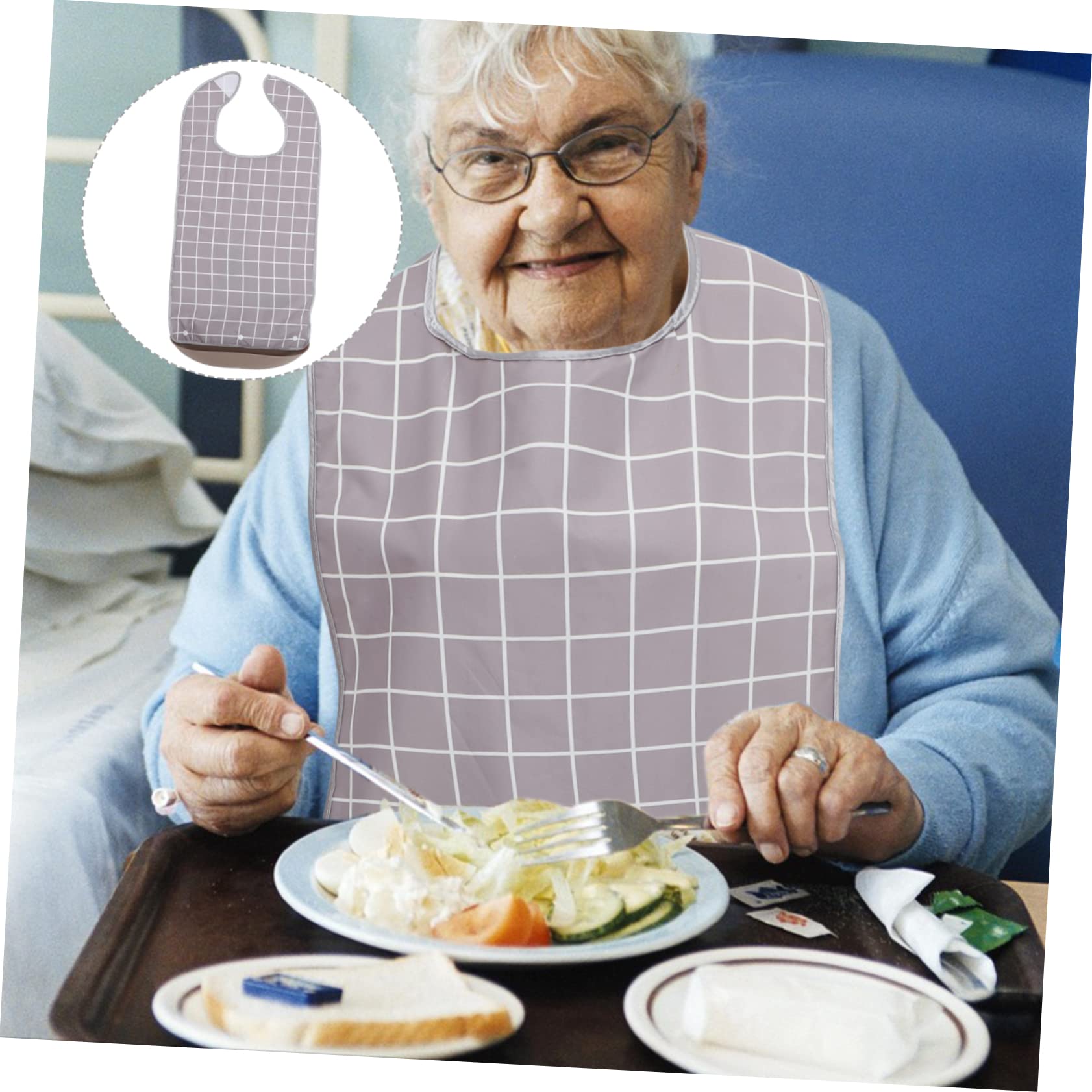 FRCOLOR Bavoir Imperméable pour Adulte Léger en Tpu et Pvc, Réutilisable et Lavable, Protège les Vêtements des Personnes Âgées Lors des Repas