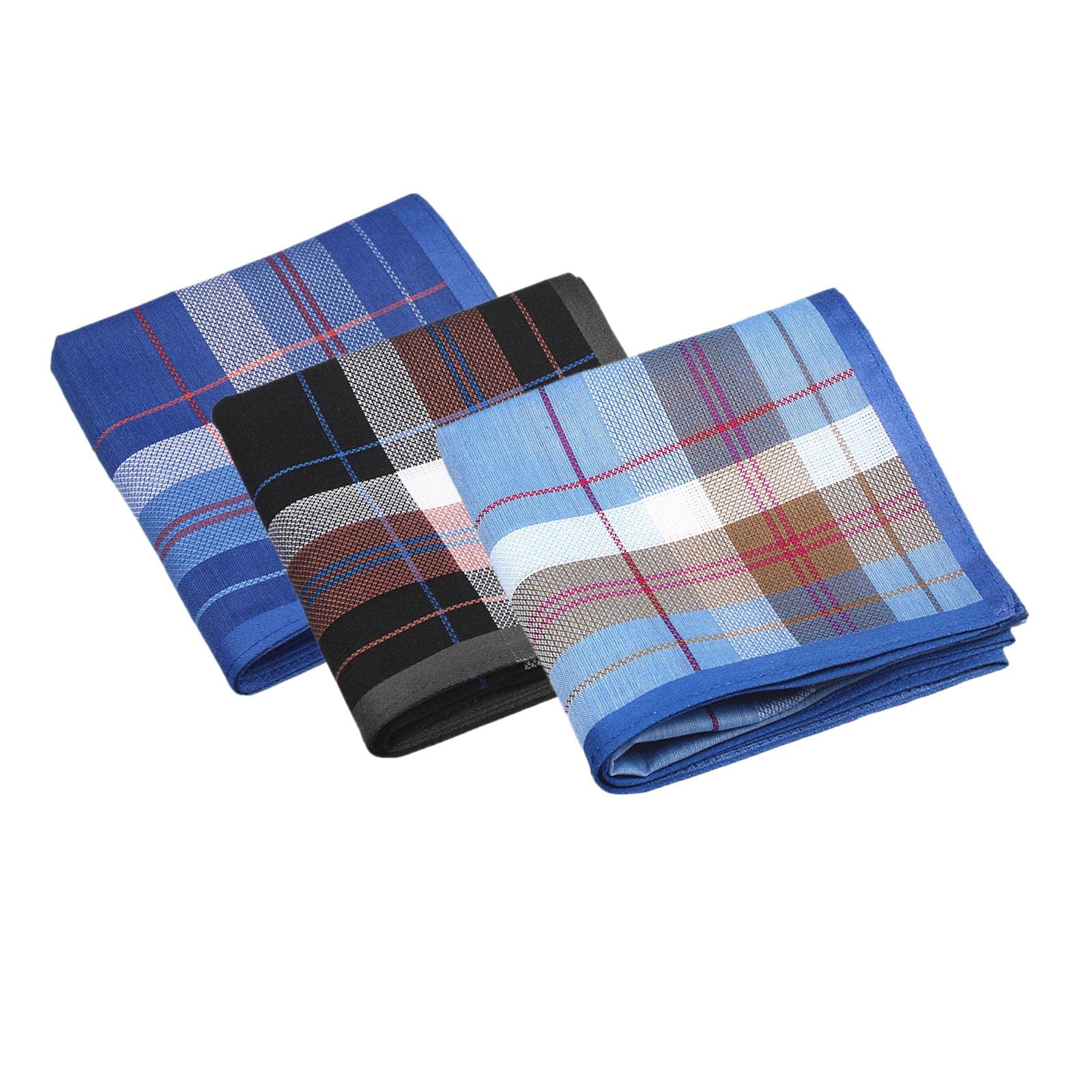 3x Cotton Mens Handkerchief Pocket Square Hankies Kerchief Party Birthday-image-28