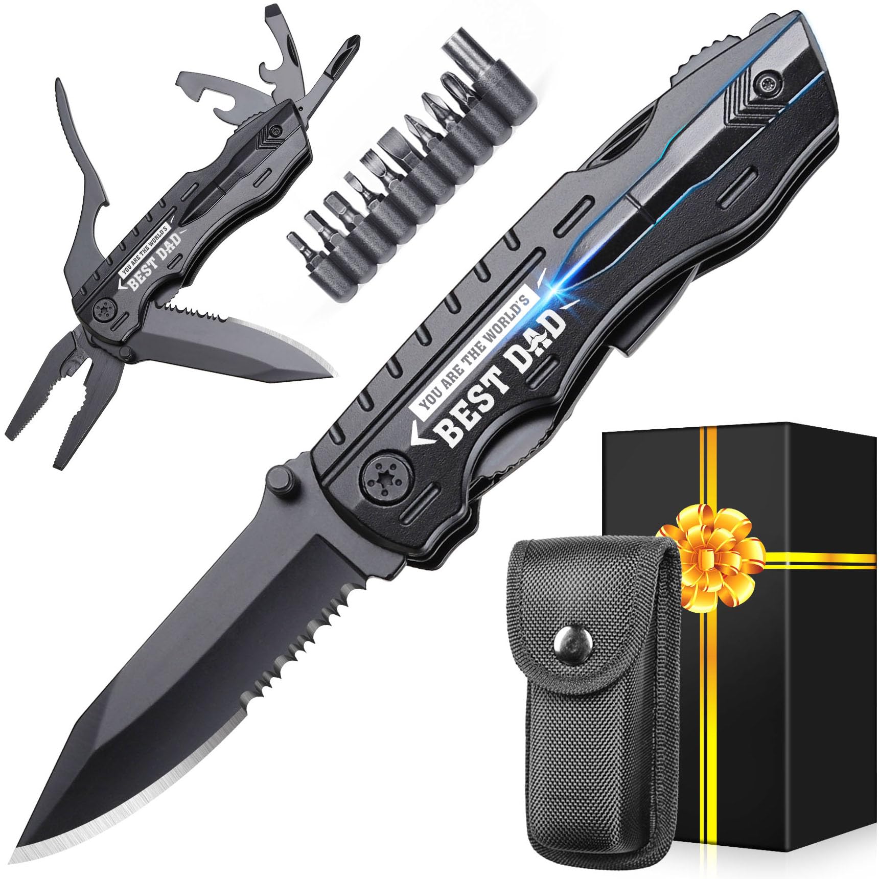 Fathers Day Dad Gifts from Daughter Wife Son - Gifts for Dad, YOU ARE THE WORLD’S BEST DAD Multitool Knife - Dads Birthday Gift, Fathers Day Dad's