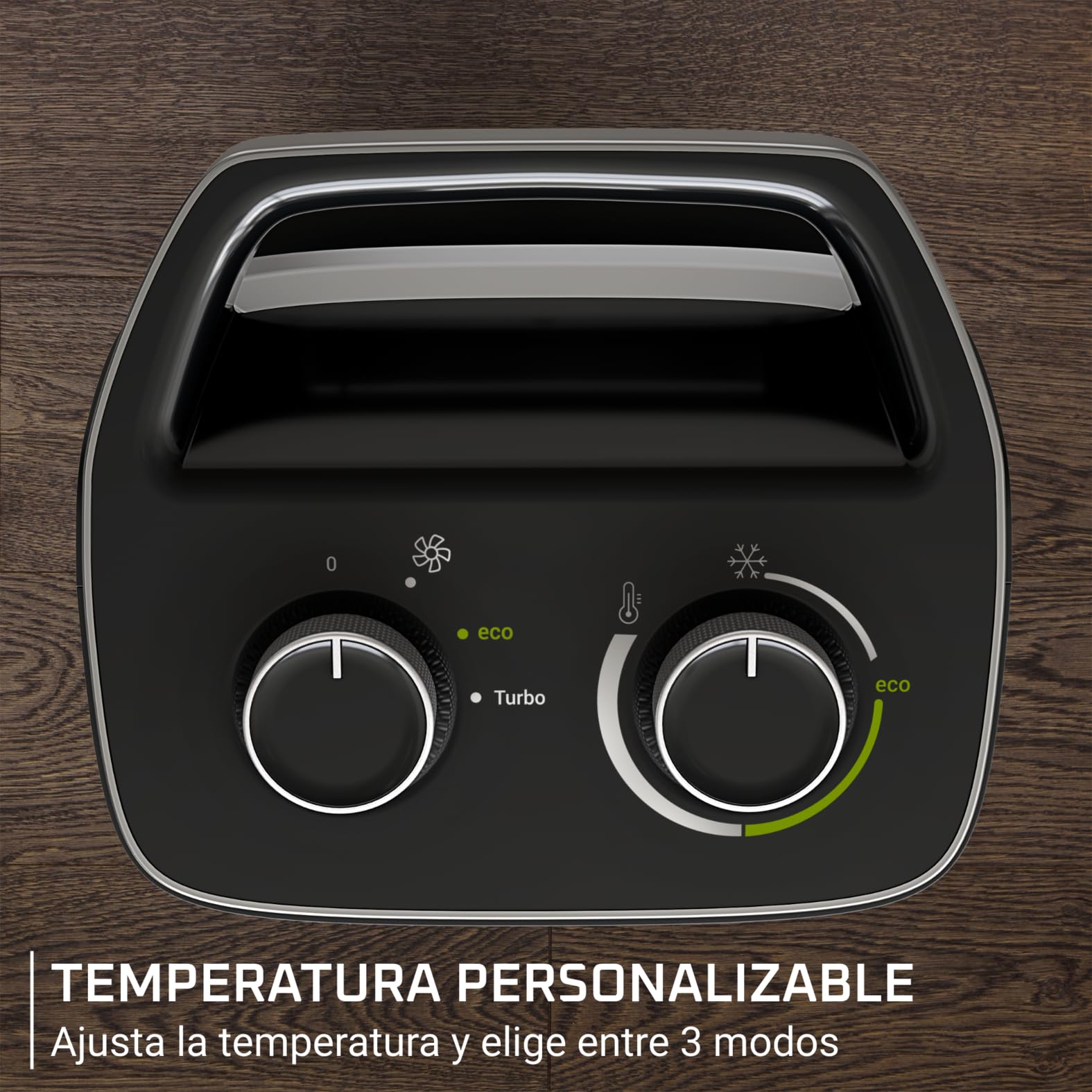 Rowenta Intense Comfort, Calefactor, 2000 W de potencia SO2350 | Bajo consumo, silencioso, apagado automático, 2 Modos Eco/Turbo, Calienta hasta 35m, Uso sencillo a diario, Color: Negro