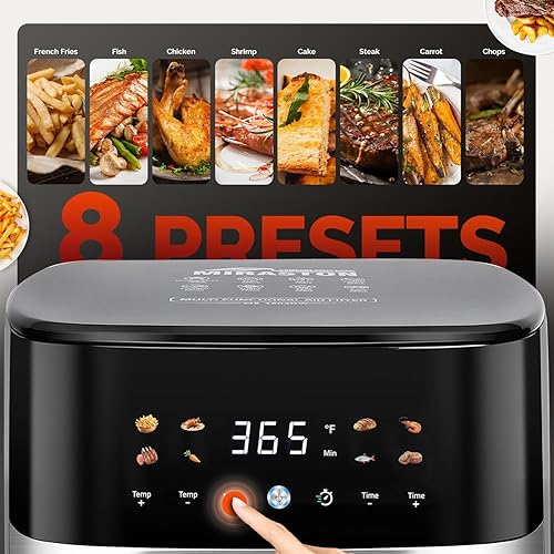 Miniatura 2 de Freidora de aire digital de 5.8QT con ventana visible, temperatura y temporizador ajustables, fritura al aire, recalentamiento, fácil para alimentos