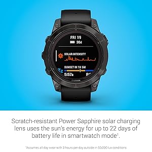 Garmin fnix 7 Pro Sapphire Solar, Multisport GPS Smartwatch, Built-in Flashlight, Solar Charging Capability, Black