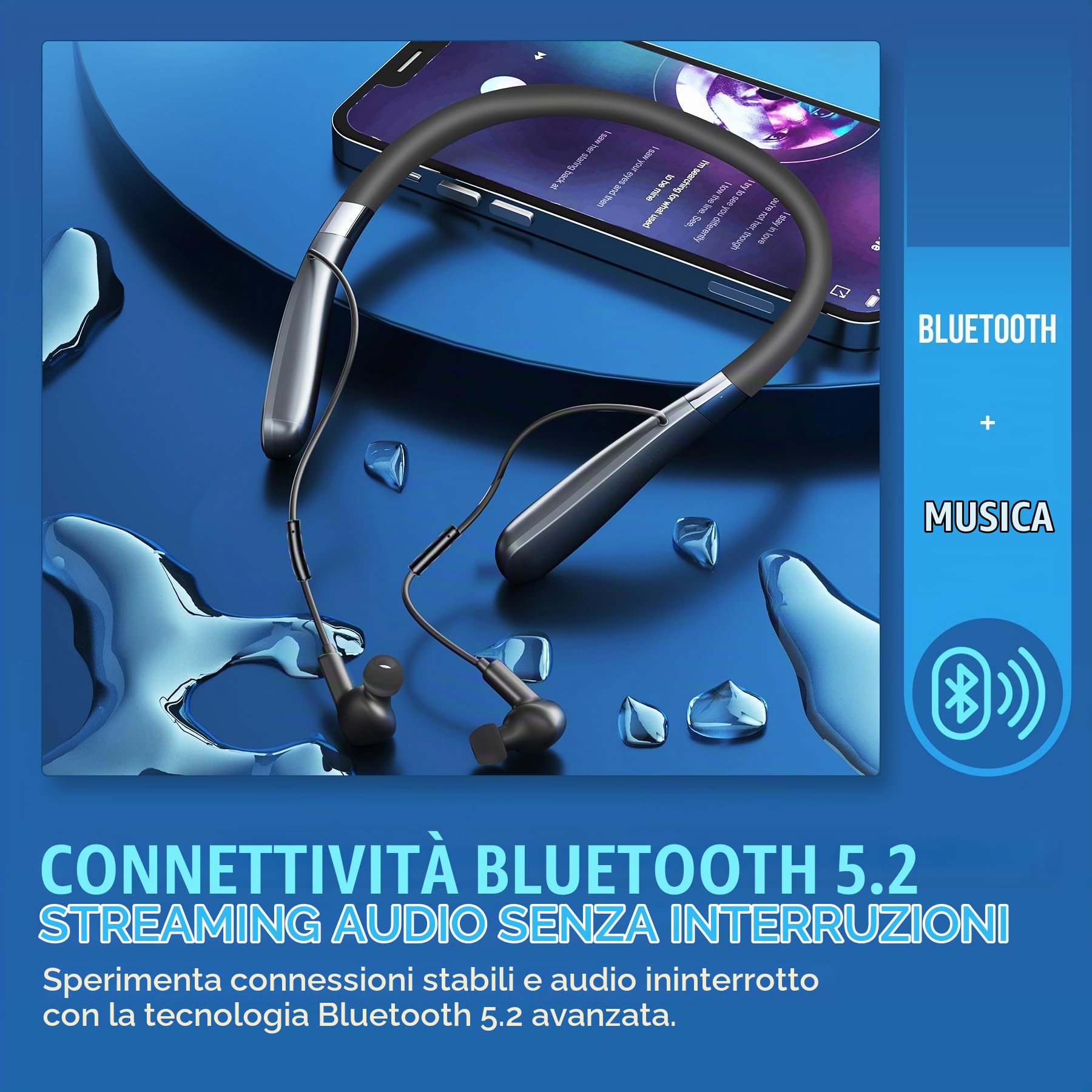 Fascia da collo vivavoce wireless bluetooth ricaricabile, dispositivo di riduzione del rumore per il collo aiuta a stare comodo per ascoltare, guardare la TV, conversazioni per anziani e adulti