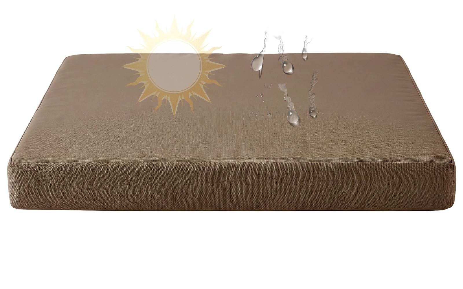 Miecoae Bench Seat Cushion Outdoor Floral Waterproof 80%, Indoor Replacement Patio Furniture Long Cushion with Filling, Bench Seat Pad for Porch Swing Garden Sofa Settee(Coffee,100x55 cm 39x22 in)