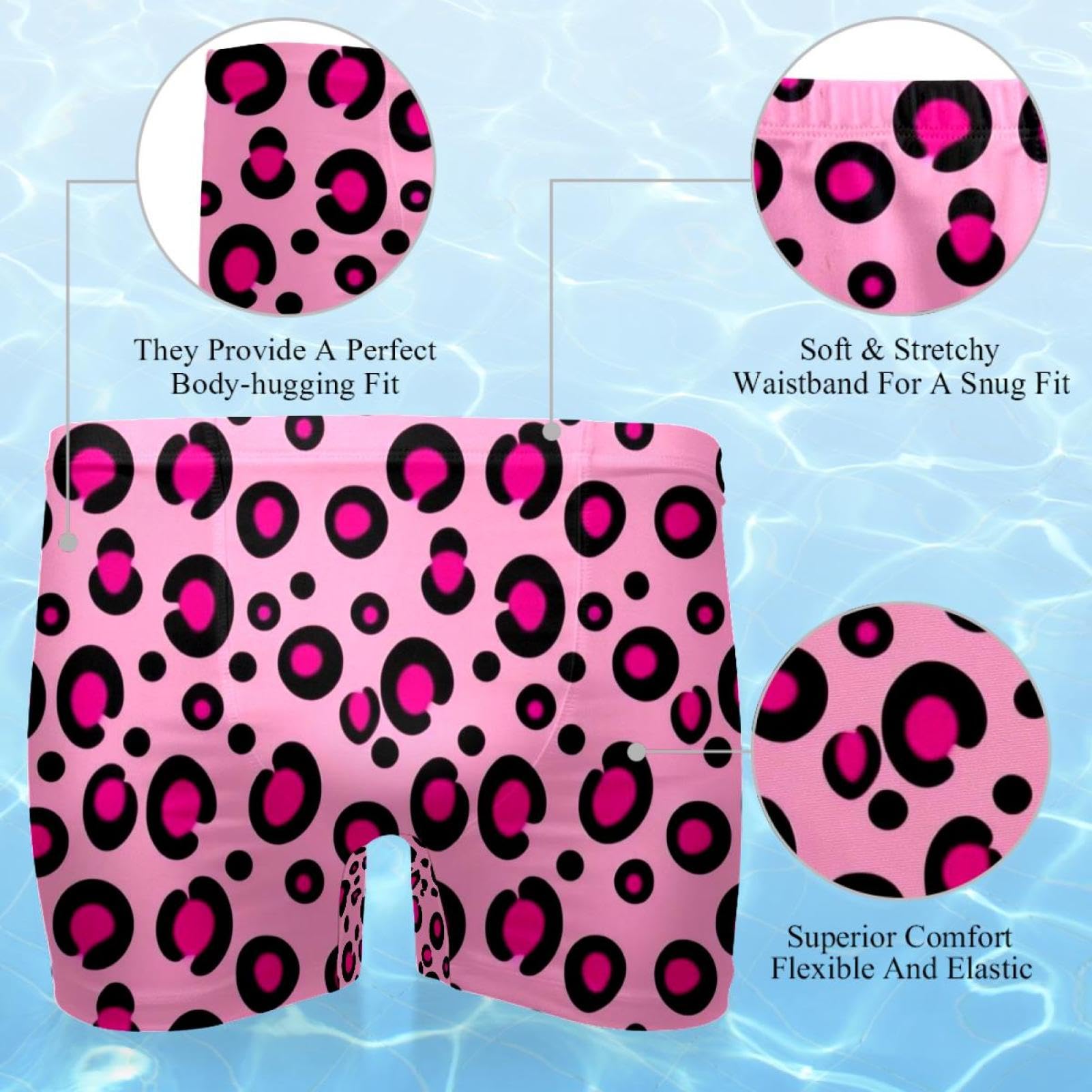 Mens Art Leopard Print-1896 Jammer Swimsuit Elastic Waistband Short Boxer Swimsuit Board Shorts, XXL,