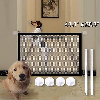 fagle magic gate for dogs stretchy pet barrier mesh folding baby safety fence