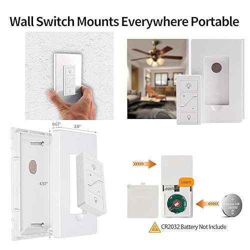Miniatura 6 de Interruptor de luz, interruptor de atenuación con control remoto inalámbrico, interruptor inteligente de un solo polo compatible con 2.4G y 5G