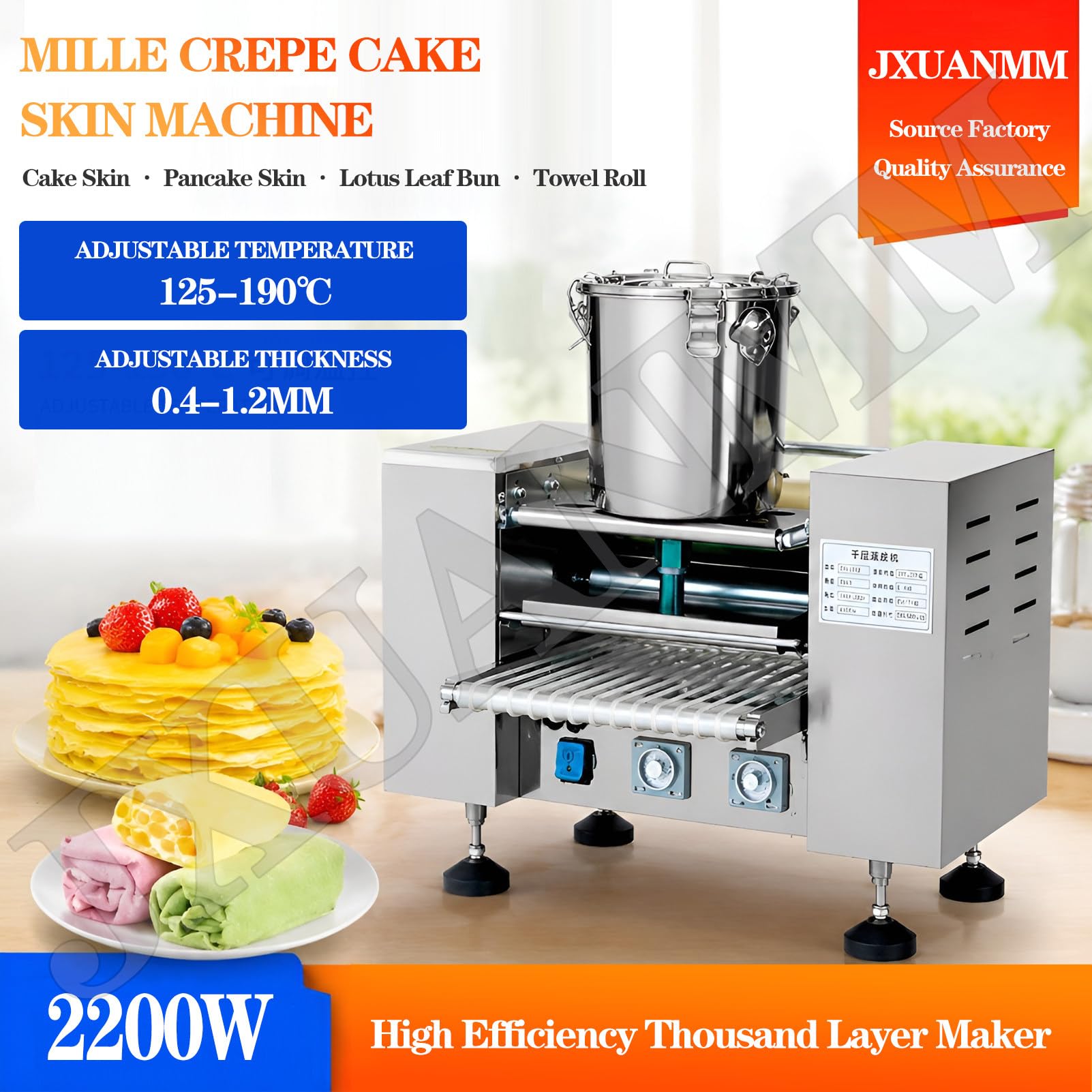 Machine Automatique pour Feuilles de Mille-crêpes, crêpière électrique INOX, Dia8”