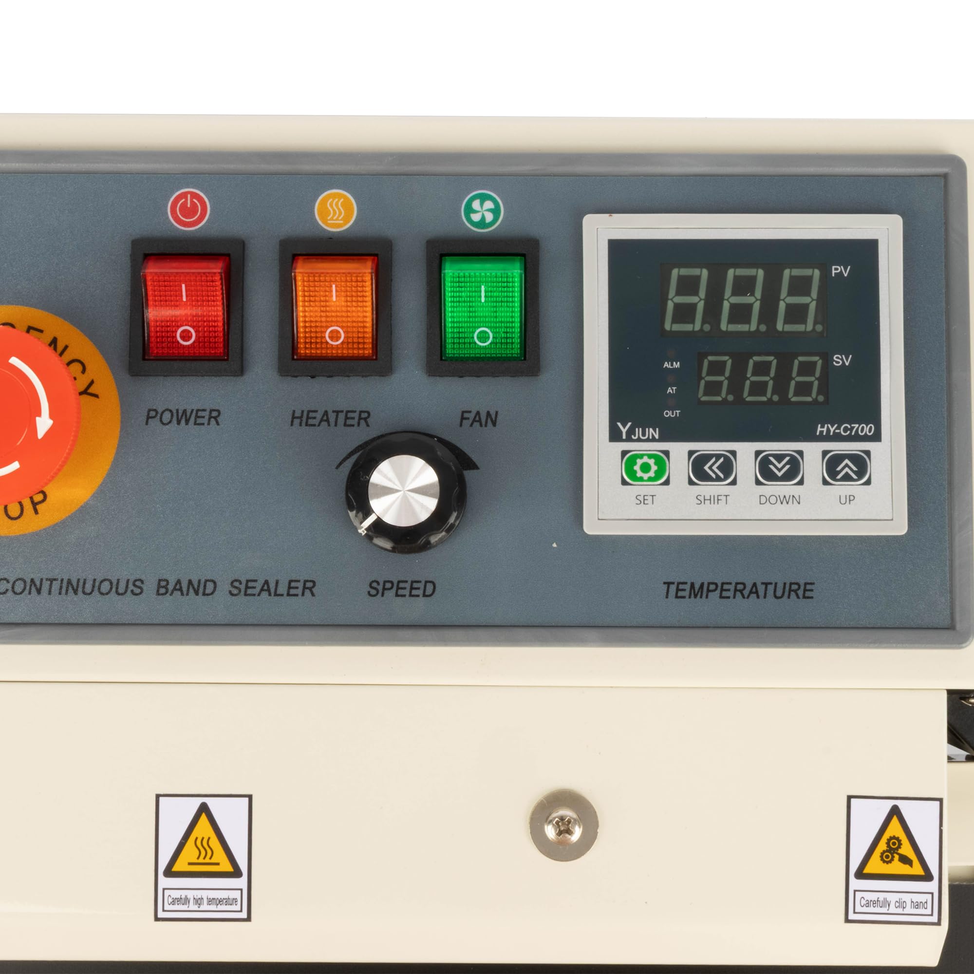 U.S. Solid Sellador continuo de banda de bolsa - Máquina automática de sellado horizontal con control digital de temperatura, ancho de sellado de 13 mm para películas de PVC de 0,1 mm, codificación de