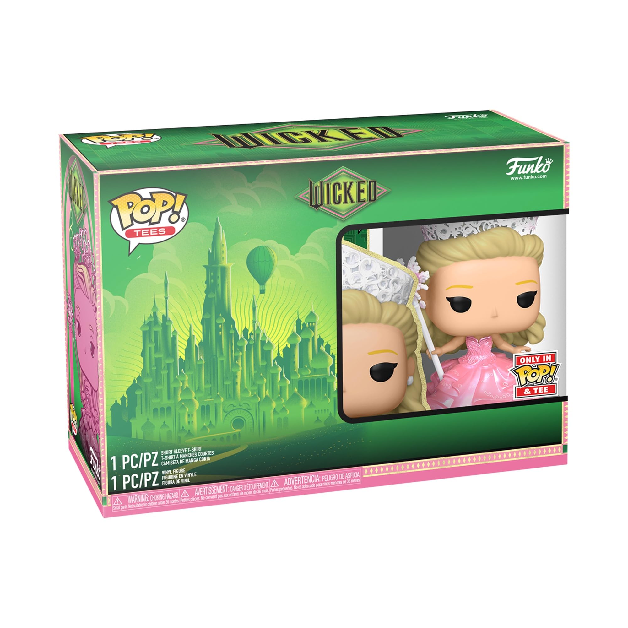 Funko Pop! & Tee: Wicked - Glinda - L - T-Shirt - Clothes With Collectable Vinyl Figure - Gift Idea - Toys and Short Sleeve Top for Adults Unisex Men and Women - Official Merchandise - Movies Fans