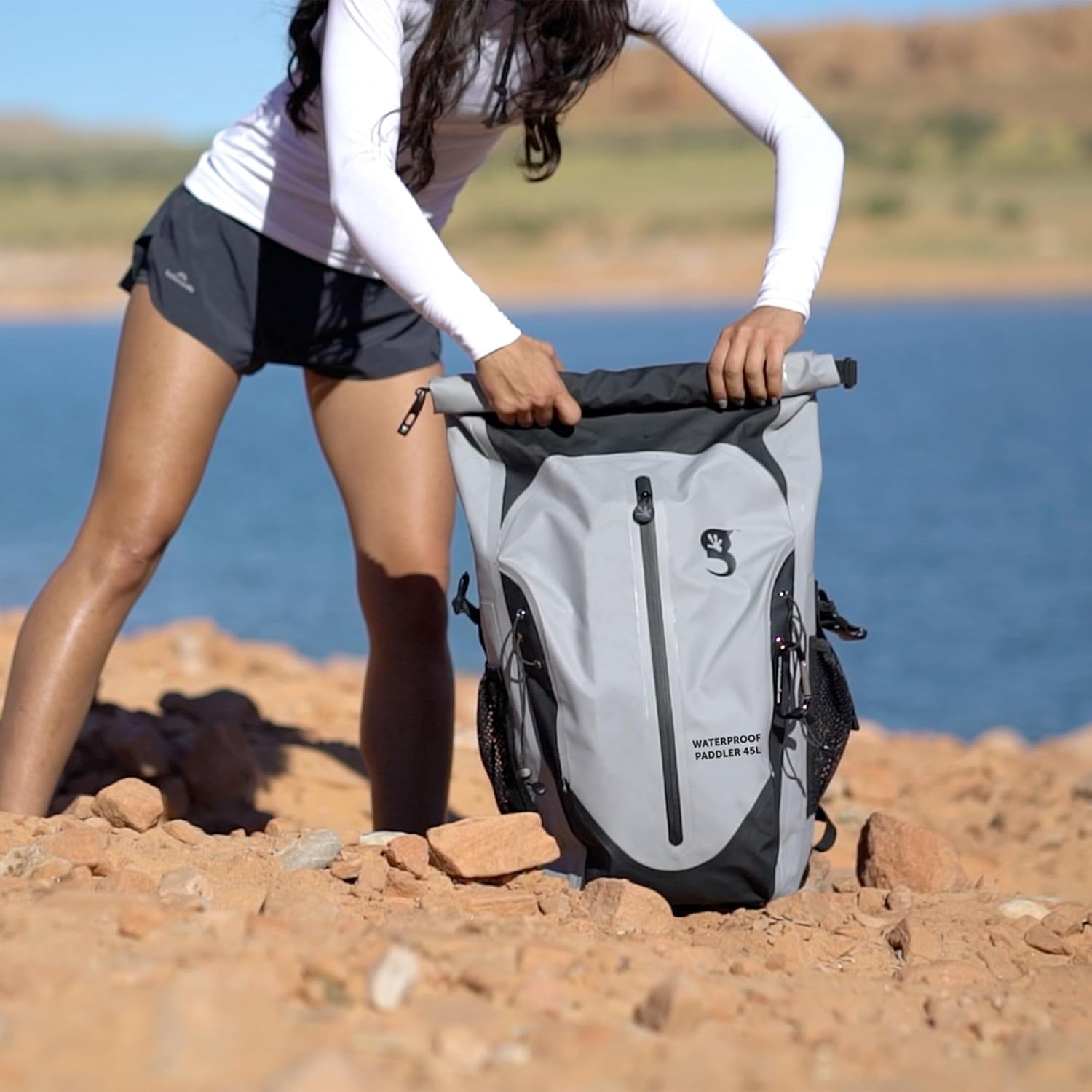 geckobrands Paddler Waterproof 45L Backpack, Large Dry Bag with Padded Shoulder Straps, Waist Strap, Chest Strap