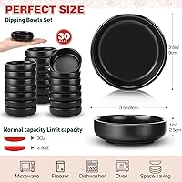 Vista 2 de Roshtia 30 platos de cerámica para salsa de soya de 3.5 pulgadas, cuencos de porcelana de 3 onzas, multiusos, pequeño, vajilla para condimentos