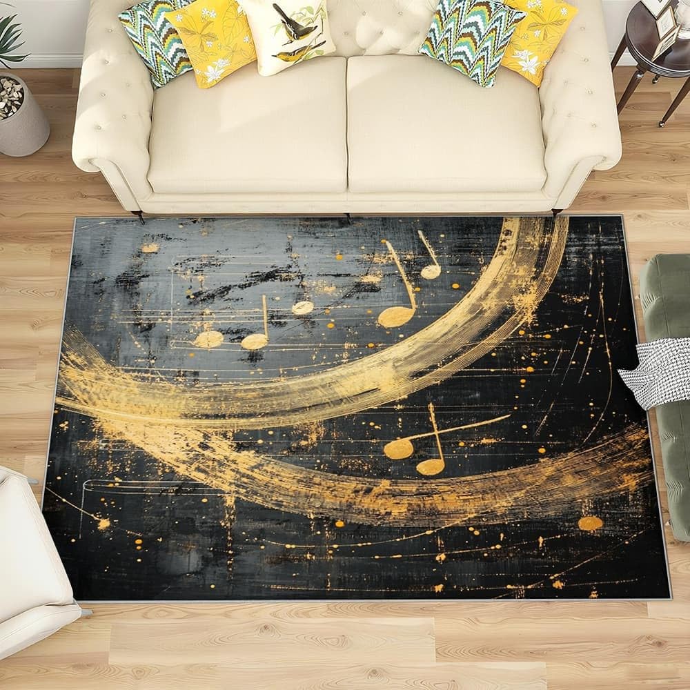 Dywan o dużej powierzchni do sypialni, 160 x 230 cm, złota, sztuka, graffiti, niskie runo, do salonu, antypoślizgowy, można prać w pralce, szary dywan retro, do kuchni, jadalni, przedpokoju, dekoracji