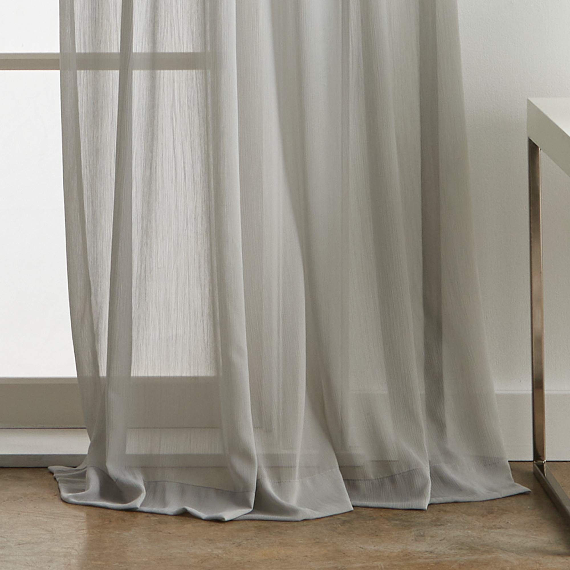 Martha Stewart Ticking - Coppia di tende oscuranti a righe, 213 cm, bianco/grigio