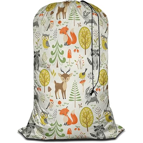 Swono Woodland Animals Baby Laundry Bag