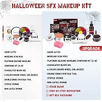 Vista 3 de COKOHAPPY Kit de maquillaje SFX de Halloween – 3 maneras de crear efectos especiales para escenarios de maquillaje teatral para pintura profesional
