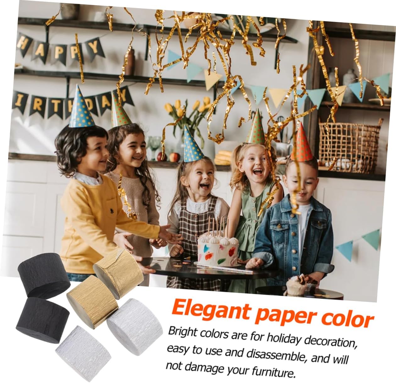 9Rolls Colored Crepe Streamers for Birthday and Wedding Decorations Easy to Hang Party Layout Props for Celebrations and Gatherings