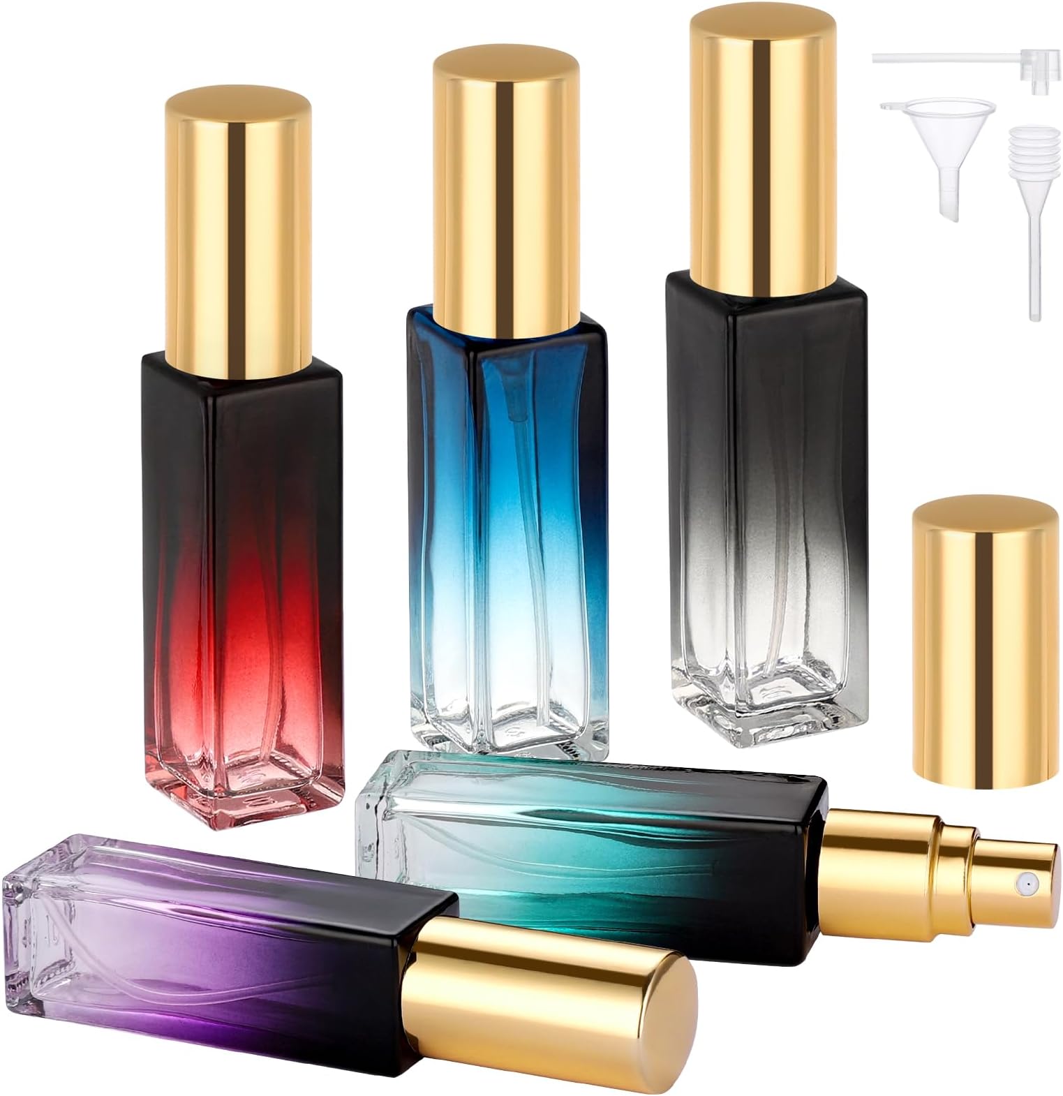 Segbeauty 3.6オンス 旅行用香水ボトル 詰め替え可能 10mlミニガラス香水容器 漏斗付き 空のポータブル漏れ防止フレグランスボトル スプレーアトマイザーポンプボトルキット フレグランス用