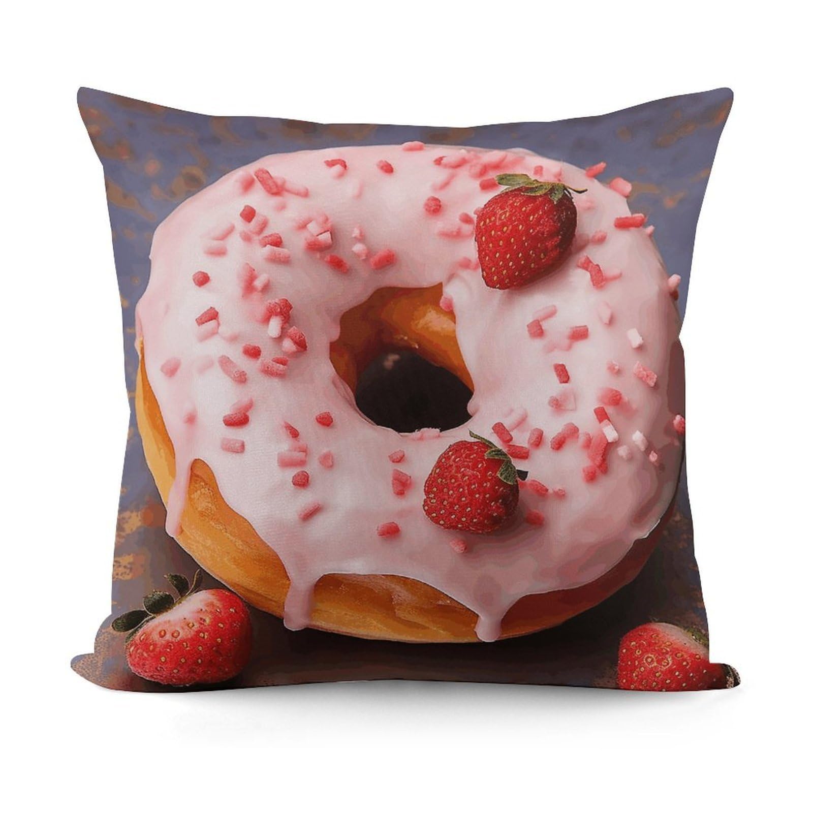 Adfgyerh Style Strawberry Donut Decorative Pillow Covers, Throw Pillow Covers Soft For All Seasons, Pillowcases For Couch Living Room Sofa Bedroom 18X18 Inch