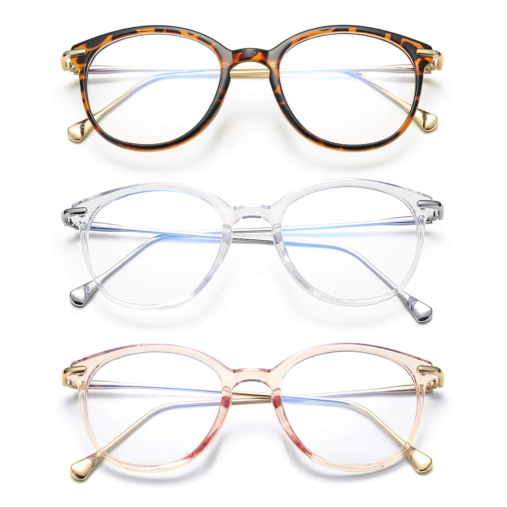 COASION Blue Light Blocking Glasses for Women Vintage Round Anti Blue Ray Computer Game Eyeglasses Small Face
