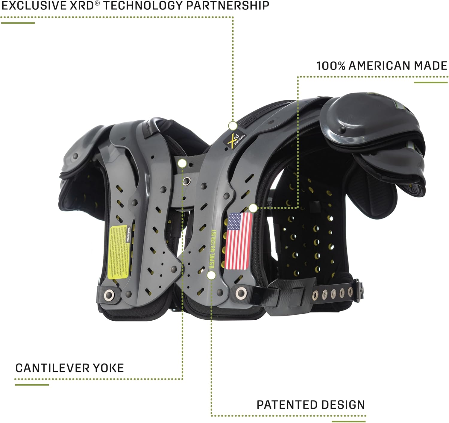 XTECH X2 Football Shoulder Pads - Unique Configurations for All Positions - Advanced Lightweight Pad for Adult Mens and High School Players