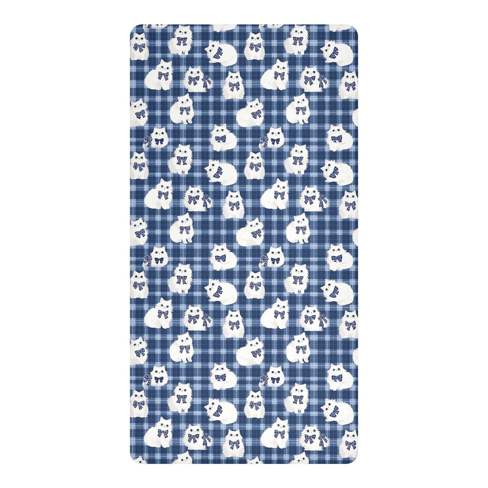 Draps imperméables pour tout-petits bleus et blancs à motifs chats mignons 132x71 cm
