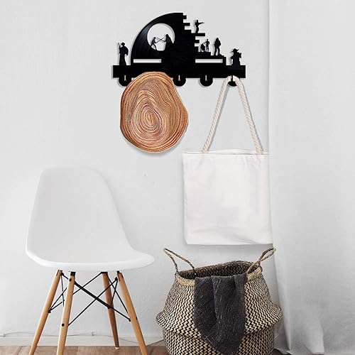 Miniatura 3 de SWars - Llavero para pared, ganchos para llaves con temática de película de ciencia ficción para decoración de pared con 5 ganchos, organizador de