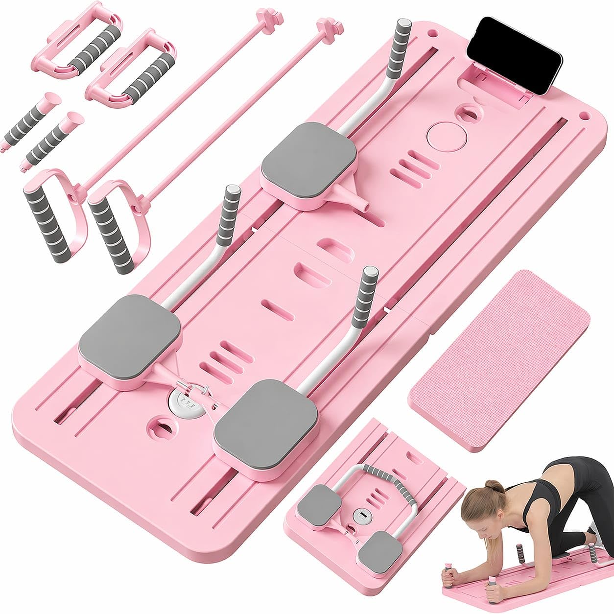 Pilates Reformer Pliable – Machine Pilates Maison Compacte avec Résistance Réglable, Planche Pilates Multifonction Full Body, Kit Accessoires Inclus + E-Book d’Exercices Offert