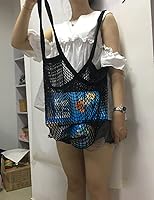 Vista 6 de Bolsa de malla de algodón reutilizable portátil organizador de bolsas de compras bolso de almacenamiento de frutas Nuevo (negro02)