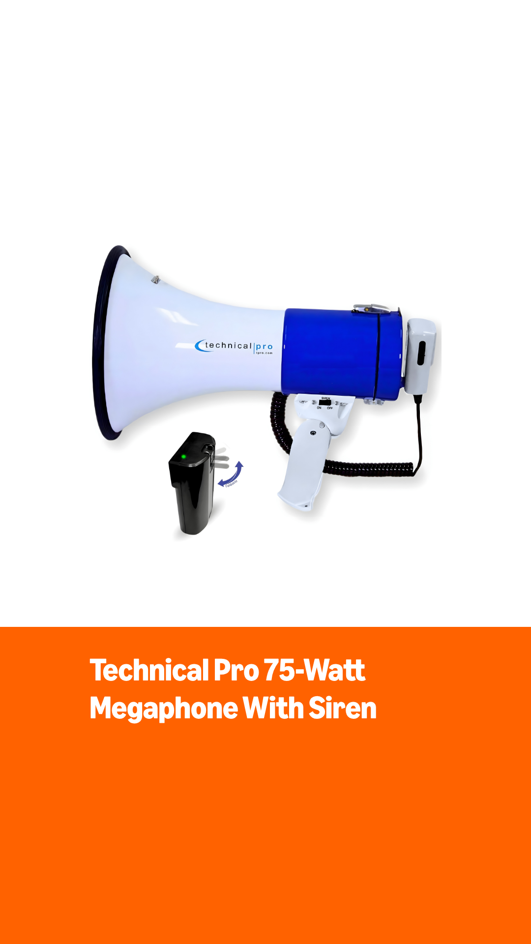 Technical Pro Rechargeable Portable 75-Watt Megaphone Bullhorn