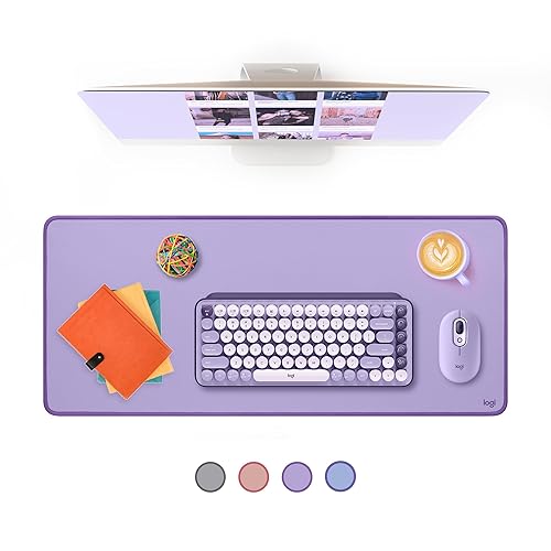 Logitech Desk Mat - Studio Series, Multifunctional Large Desk Pad, Extended Mouse Mat, Office Desk Protector with Anti-slip Base, Spill-resistant Durable Design, in Lavender - Lavender