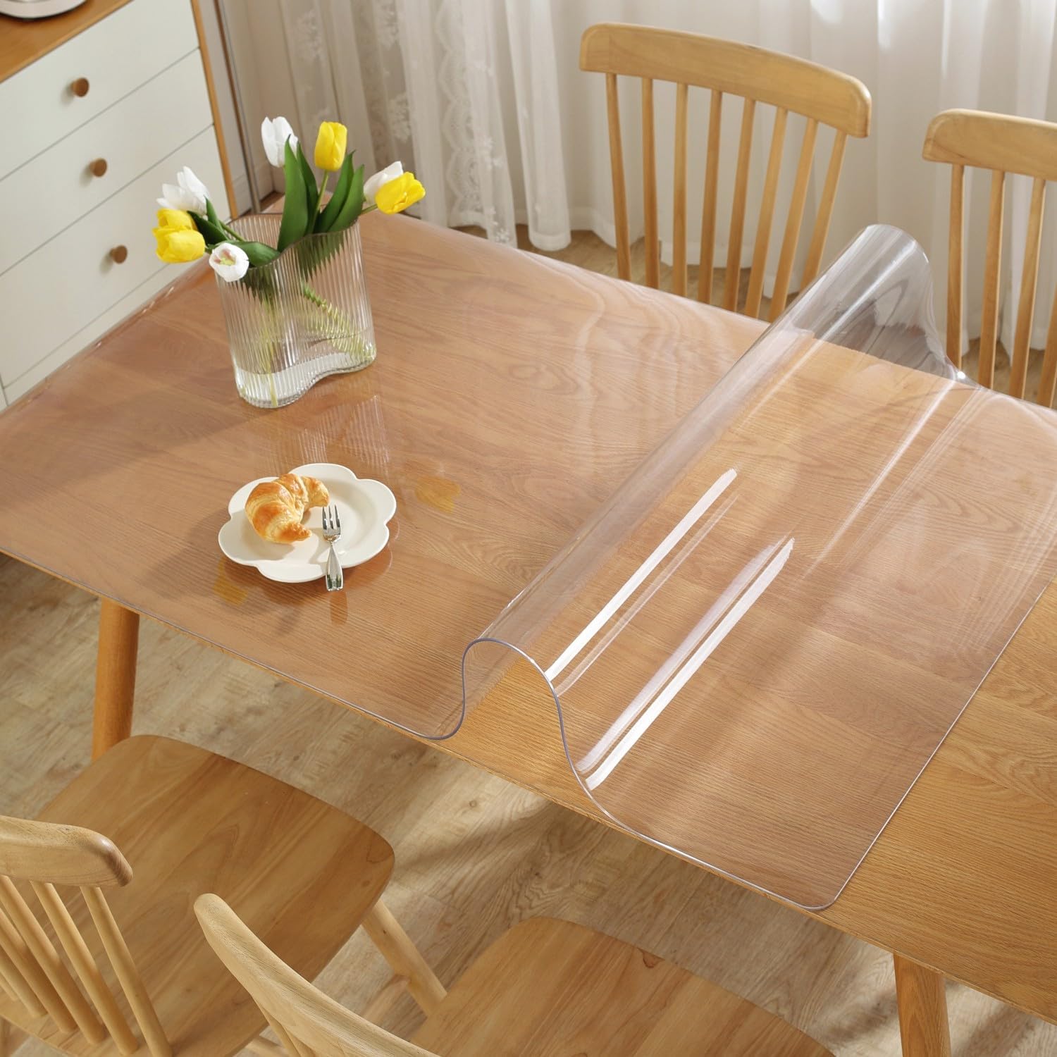  GENIAL P Protector de mesa transparente transparente para  escritorio, protector de mesa transparente grueso, tapete rectangular  transparente, impermeable y resistente al calor, protector de PVC para mesa/escritorio  (42 x 72 pulgadas