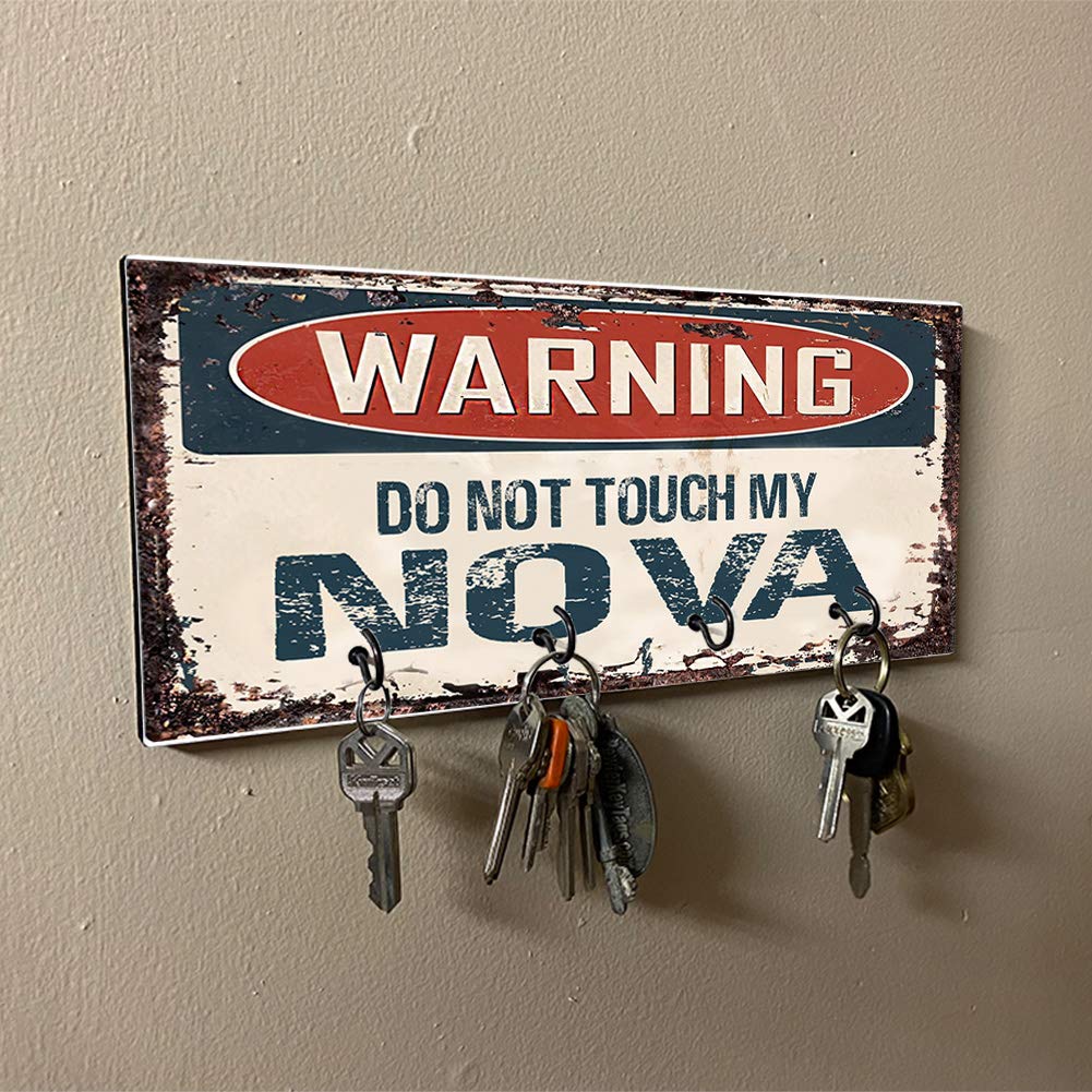 Brotherhood Compatible with Nova Warning Do Not Touch My Nova Rusty Grunge Old Antique Design Key Hanger Organizer Wall Mount Rack for Holders Home Keys Ring Decorative Hangers Decor Hook Holder