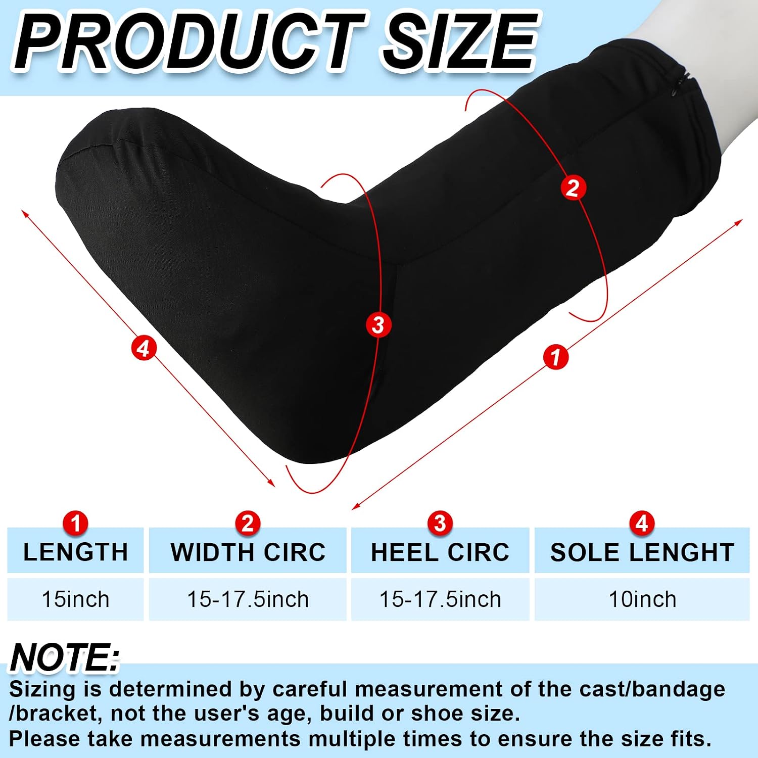 Boao 2 Pcs Leg Cast Cover, Medium Short Cast Cover Sock, Black