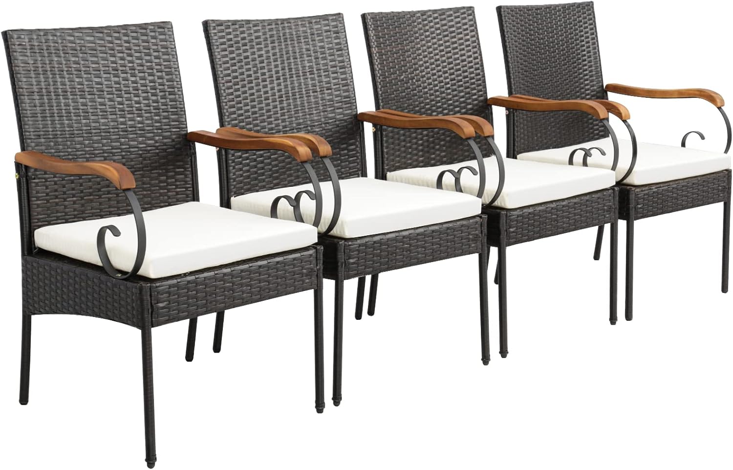 Tangkula Patio Wicker Chair Set of 2, Outdoor PE Rattan Chairs with